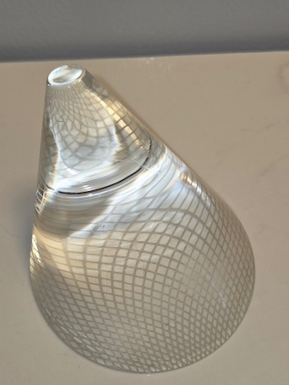 Vintage Mid-Century Style Glass Cone Paperweight